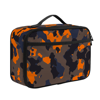 Black And Orange Camouflage Print Portable Lunch Bag