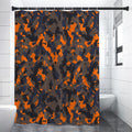 Black And Orange Camouflage Print Premium Shower Curtain