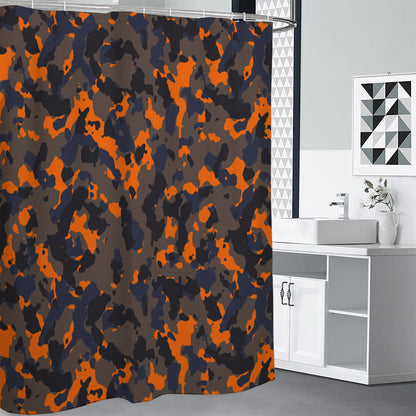 Black And Orange Camouflage Print Premium Shower Curtain