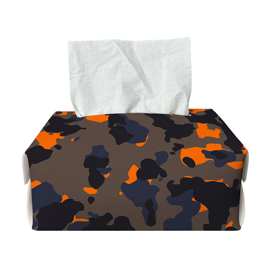 Black And Orange Camouflage Print Rectangle Tissue Box Cover