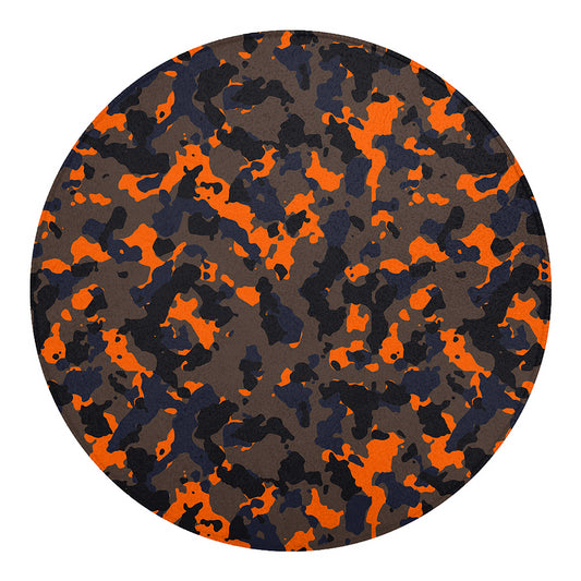 Black And Orange Camouflage Print Round Blanket
