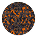 Black And Orange Camouflage Print Round Floor Mat