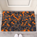 Black And Orange Camouflage Print Rubber Doormat