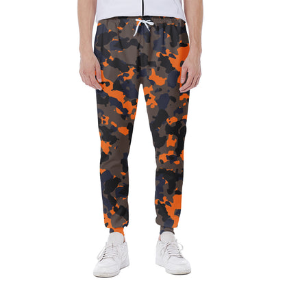 Black And Orange Camouflage Print Scuba Joggers