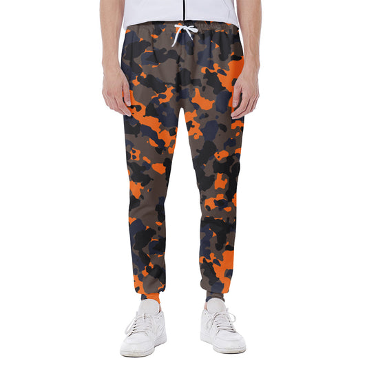 Black And Orange Camouflage Print Scuba Joggers