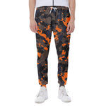 Black And Orange Camouflage Print Scuba Joggers