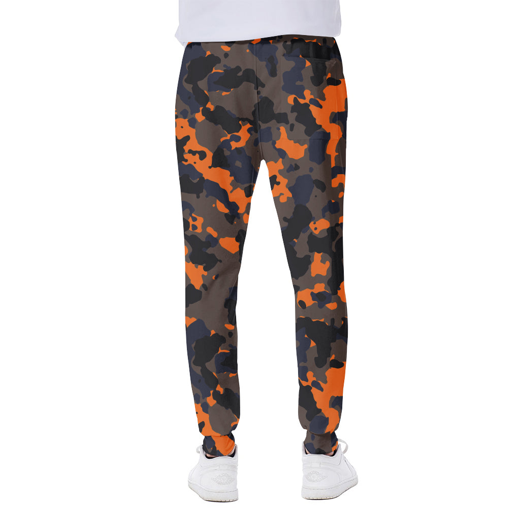 Black And Orange Camouflage Print Scuba Joggers
