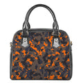 Black And Orange Camouflage Print Shoulder Handbag
