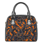 Black And Orange Camouflage Print Shoulder Handbag