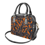 Black And Orange Camouflage Print Shoulder Handbag