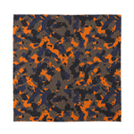 Black And Orange Camouflage Print Silk Bandana