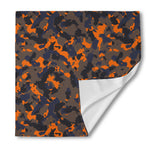 Black And Orange Camouflage Print Silk Bandana