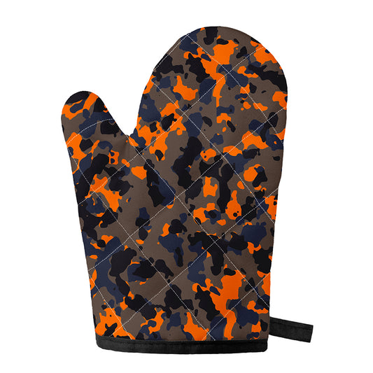Black And Orange Camouflage Print Single Oven Mitt