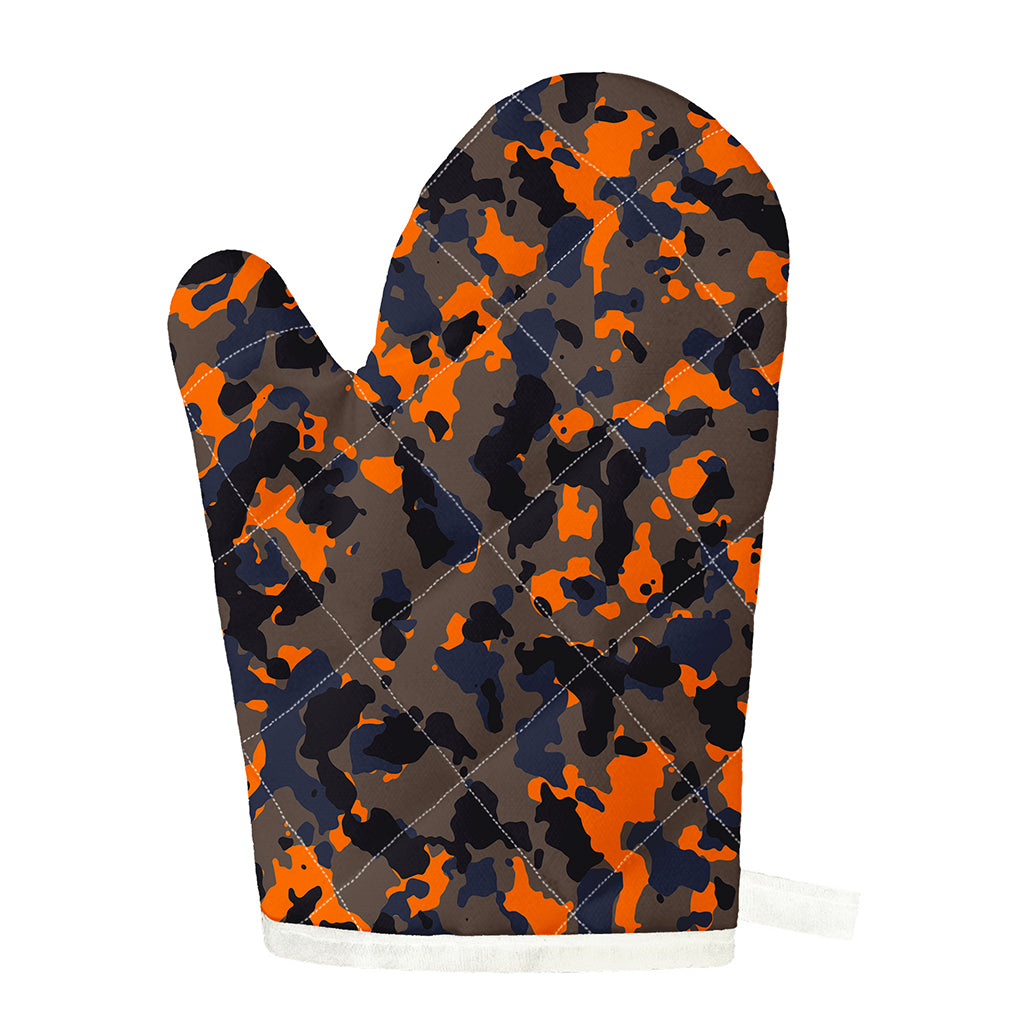 Black And Orange Camouflage Print Single Oven Mitt