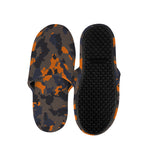 Black And Orange Camouflage Print Slippers
