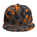 Black And Orange Camouflage Print Snapback Cap