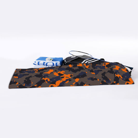 Black And Orange Camouflage Print Sports Towel