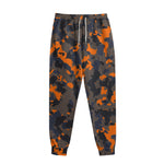 Black And Orange Camouflage Print Sweatpants