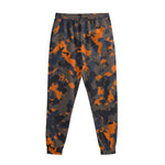 Black And Orange Camouflage Print Sweatpants
