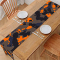 Black And Orange Camouflage Print Table Runner