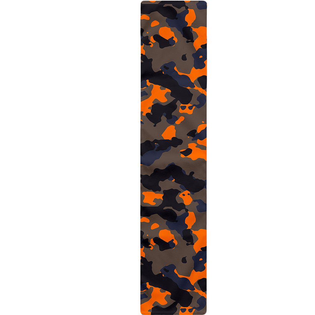 Black And Orange Camouflage Print Table Runner