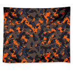 Black And Orange Camouflage Print Tapestry