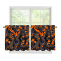 Black And Orange Camouflage Print Tier Curtains