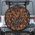 Black And Orange Camouflage Print Tire Cover