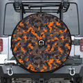 Black And Orange Camouflage Print Tire Cover With Camera Hole