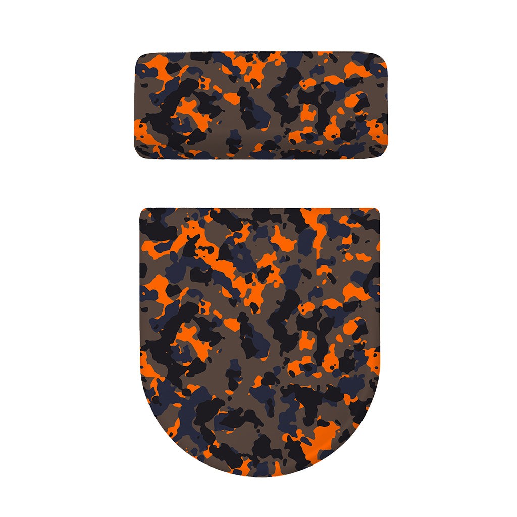 Black And Orange Camouflage Print Toilet Lid And Tank Cover Set