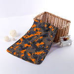 Black And Orange Camouflage Print Towel