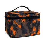 Black And Orange Camouflage Print Travel Makeup Bag