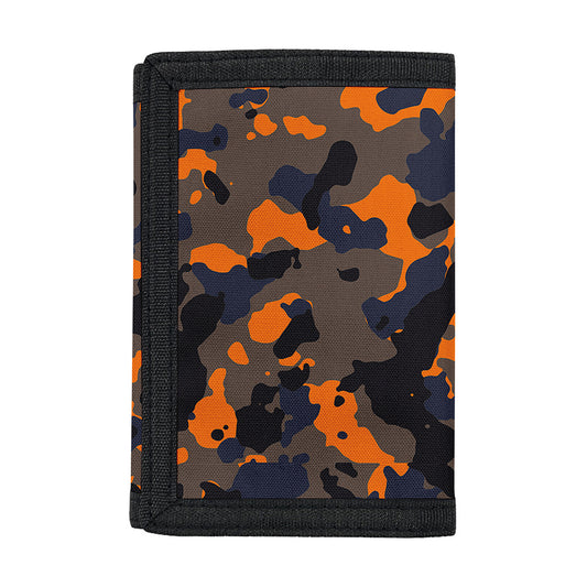 Black And Orange Camouflage Print Trifold Wallet