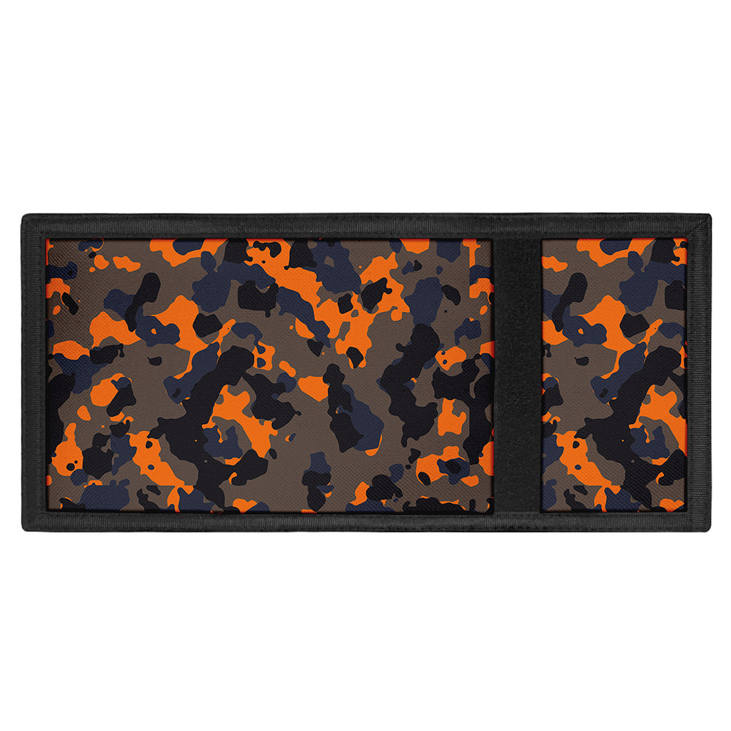 Black And Orange Camouflage Print Trifold Wallet