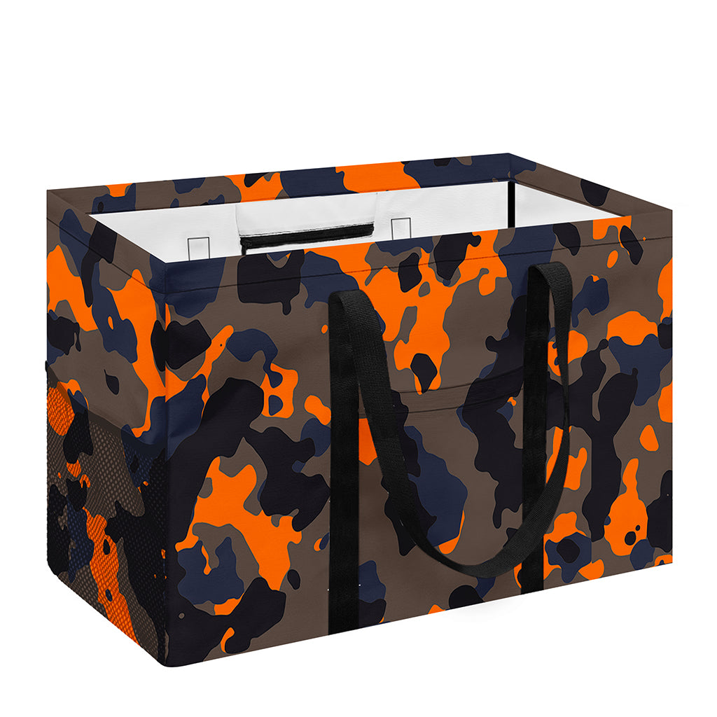 Black And Orange Camouflage Print Utility Tote Bag