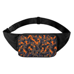 Black And Orange Camouflage Print Waist Bag