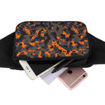 Black And Orange Camouflage Print Waist Bag