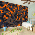 Black And Orange Camouflage Print Wall Sticker