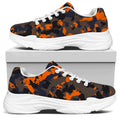 Black And Orange Camouflage Print White Chunky Shoes