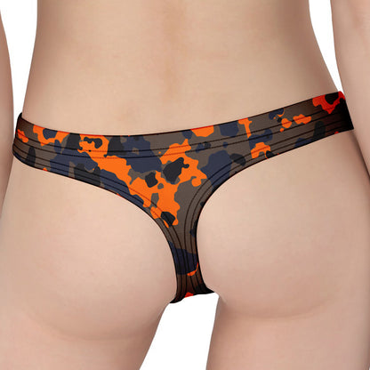 Black And Orange Camouflage Print Women's Thong