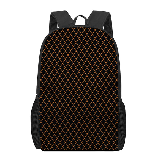 Black And Orange Harlequin Print 17 Inch Backpack