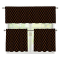 Black And Orange Harlequin Print 3 Piece Kitchen Curtains