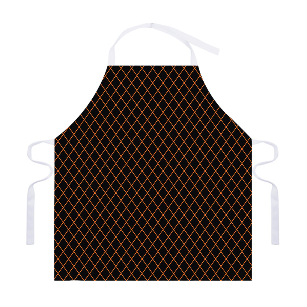 Black And Orange Harlequin Print Adjustable Apron
