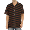 Black And Orange Harlequin Print Aloha Shirt