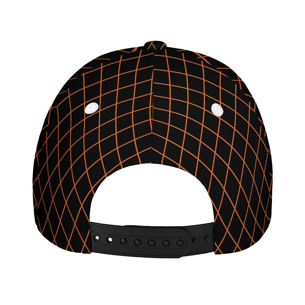 Black And Orange Harlequin Print Baseball Cap