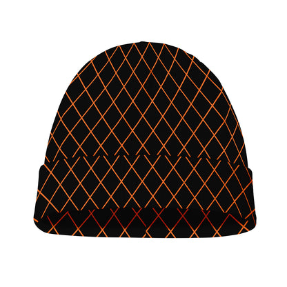 Black And Orange Harlequin Print Beanie