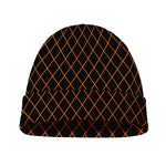Black And Orange Harlequin Print Beanie