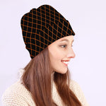 Black And Orange Harlequin Print Beanie