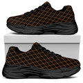 Black And Orange Harlequin Print Black Chunky Shoes
