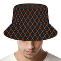 Black And Orange Harlequin Print Bucket Hat
